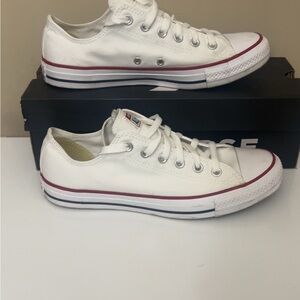 Converse All Star White Low-Tops with Red and Blue Trim